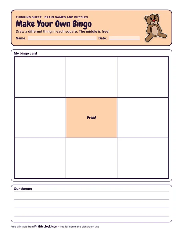 Preview of the Make Your Own Bingo thinking sheet