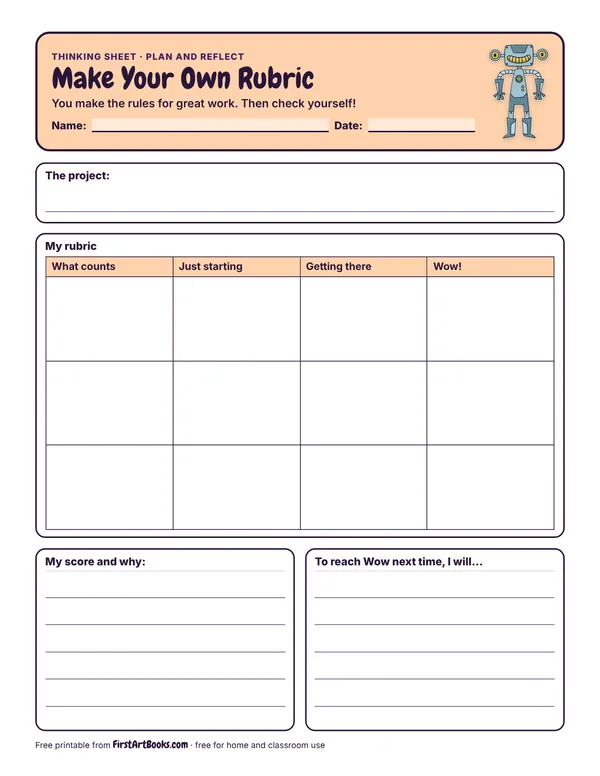 Preview of the Make Your Own Rubric thinking sheet