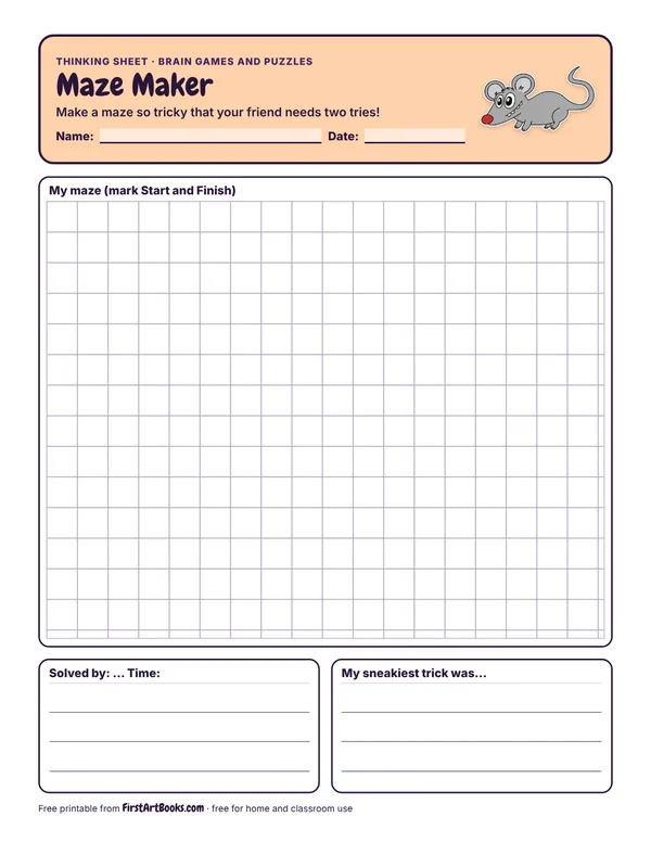 Maze Maker thinking sheet