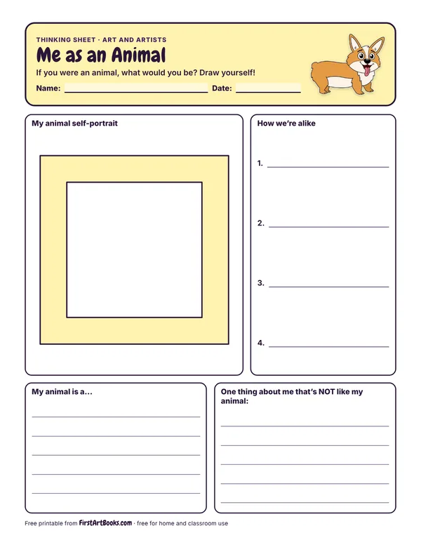 Preview of the Me as an Animal thinking sheet