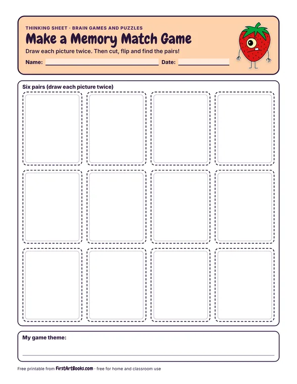Preview of the Make a Memory Match Game thinking sheet