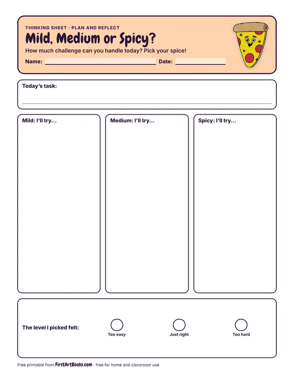 Preview of the Mild, Medium or Spicy? thinking sheet