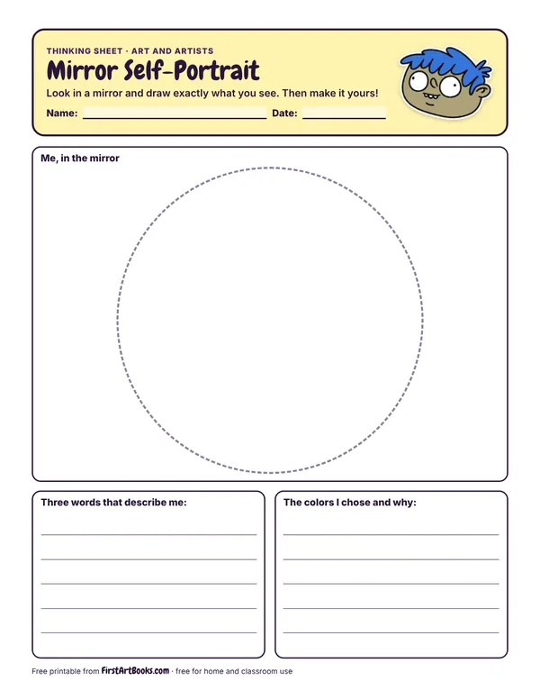 Preview of the Mirror Self-Portrait thinking sheet