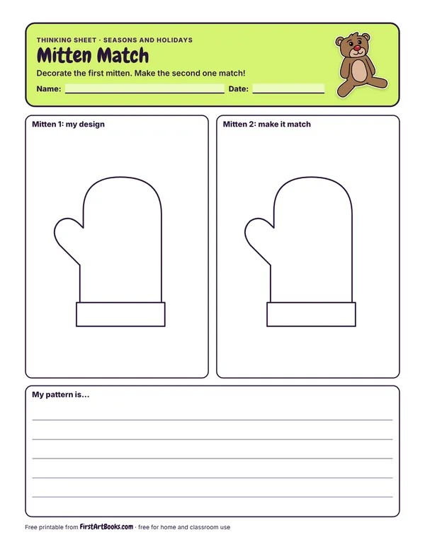 Preview of the Mitten Match thinking sheet
