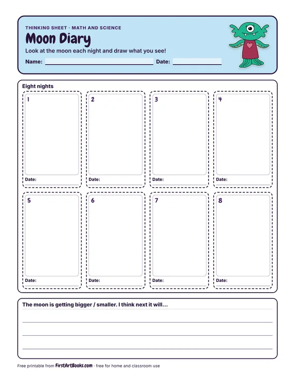 Preview of the Moon Diary thinking sheet