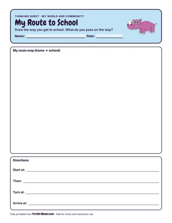 Preview of the My Route to School thinking sheet