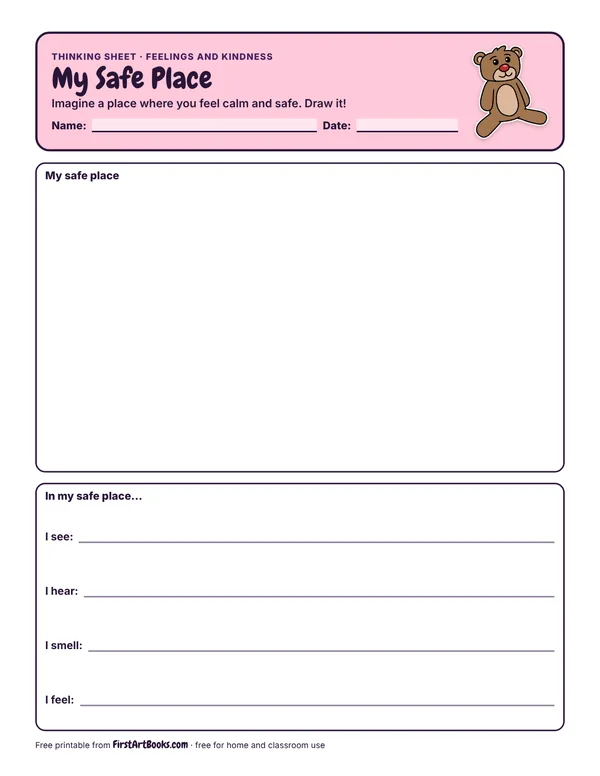 Preview of the My Safe Place thinking sheet