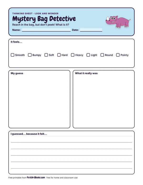 Mystery Bag Detective thinking sheet