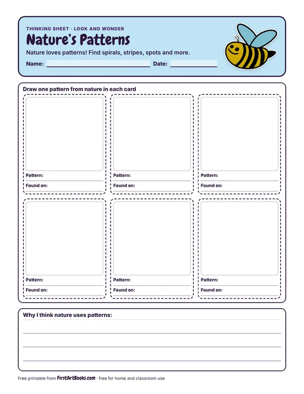 Preview of the Nature’s Patterns thinking sheet