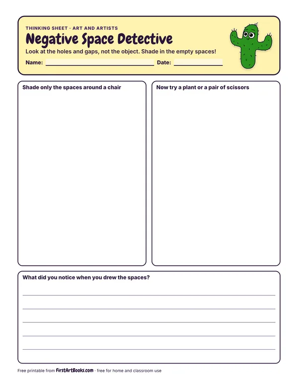 Preview of the Negative Space Detective thinking sheet