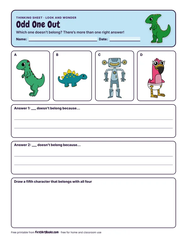 Odd One Out thinking sheet
