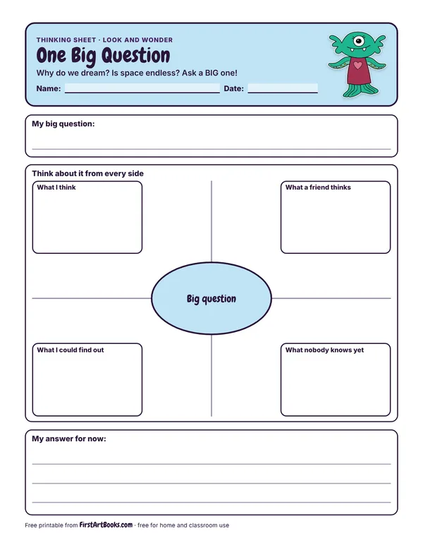 Preview of the One Big Question thinking sheet