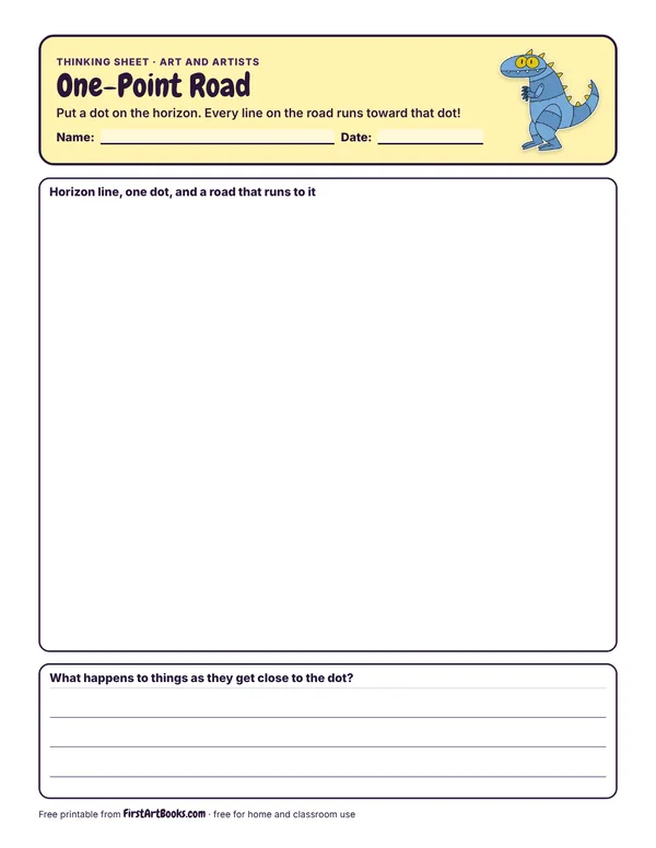 Preview of the One-Point Road thinking sheet