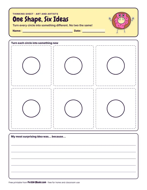 One Shape, Six Ideas thinking sheet