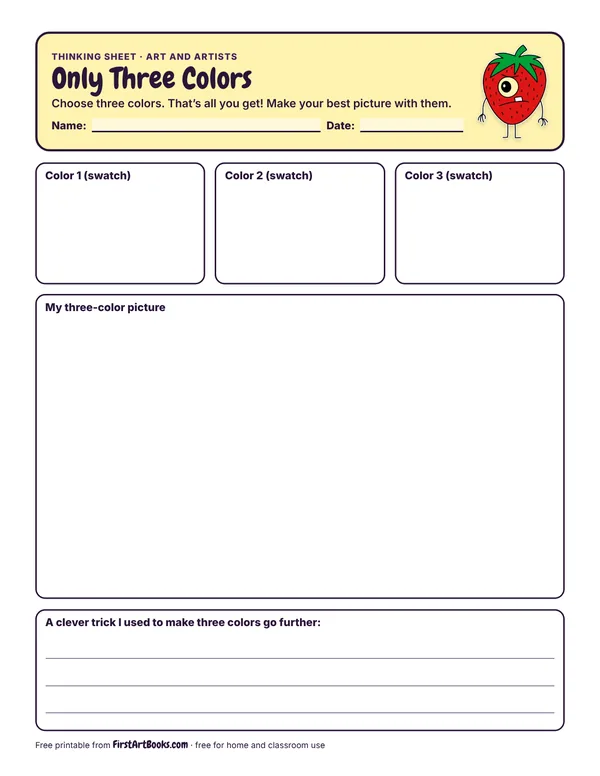 Preview of the Only Three Colors thinking sheet