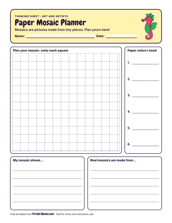 Preview of the Paper Mosaic Planner thinking sheet
