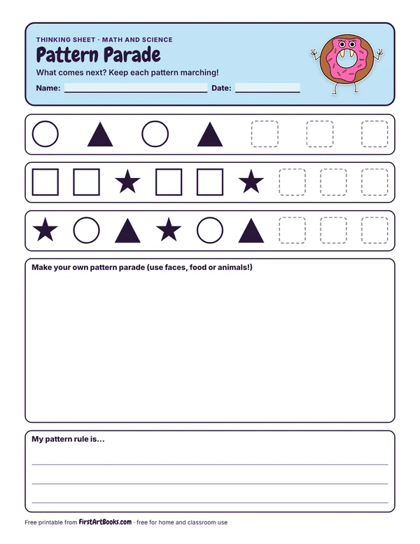 Pattern Parade thinking sheet