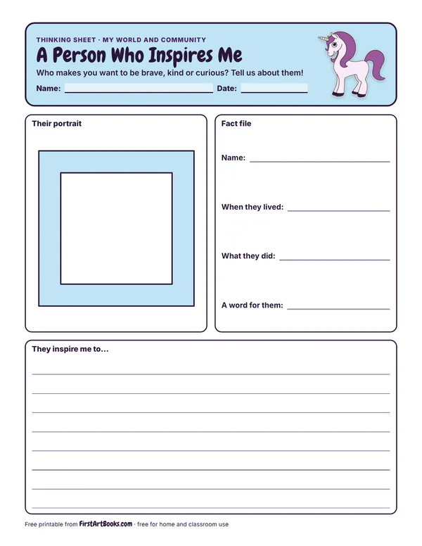 Preview of the A Person Who Inspires Me thinking sheet