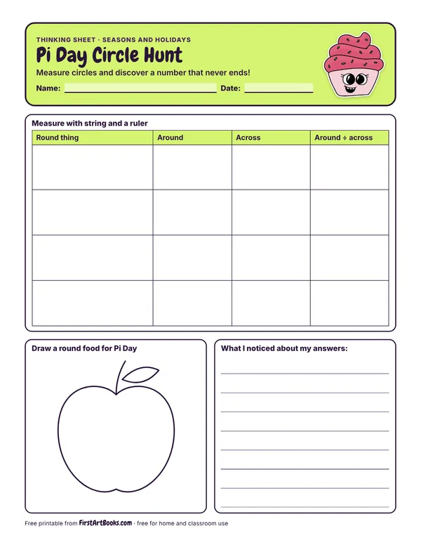 Preview of the Pi Day Circle Hunt thinking sheet