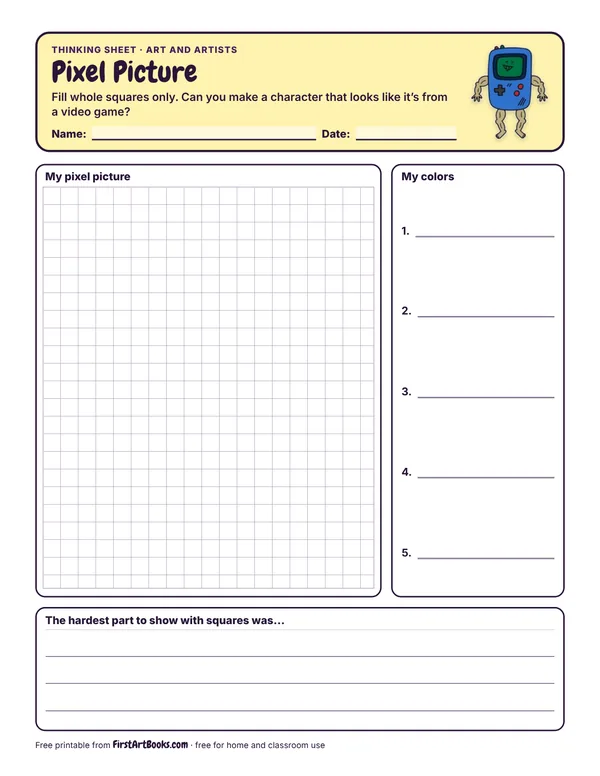 Preview of the Pixel Picture thinking sheet