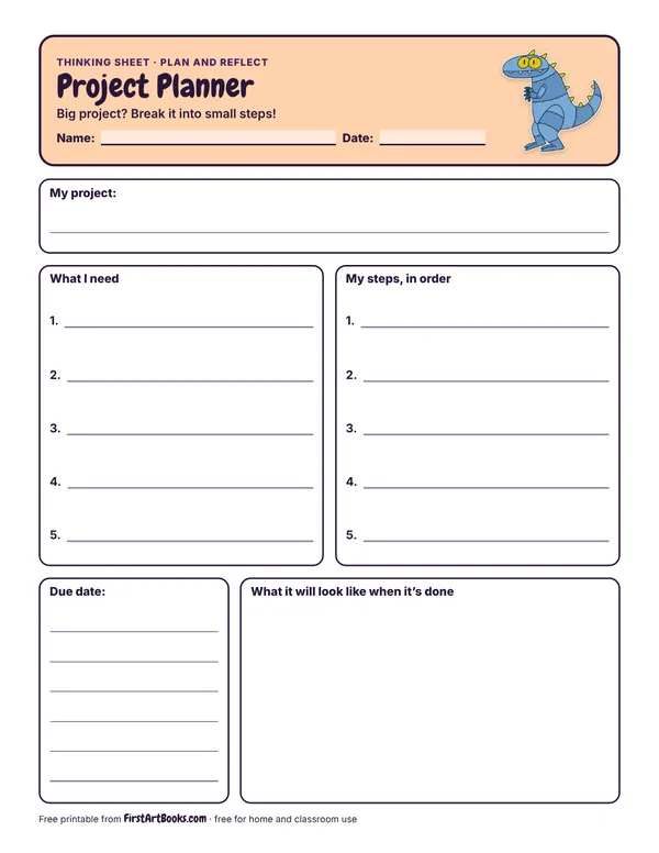 Preview of the Project Planner thinking sheet