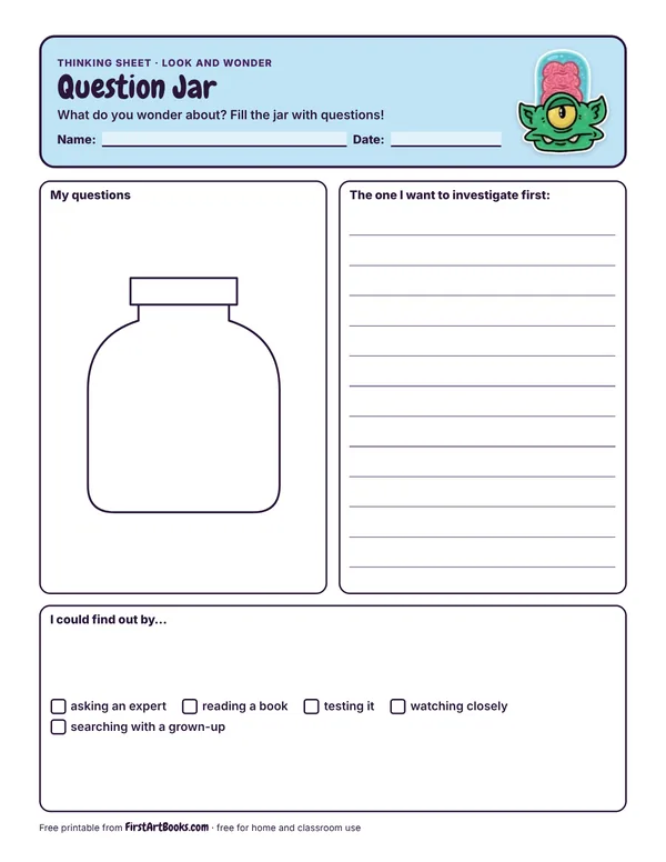 Preview of the Question Jar thinking sheet