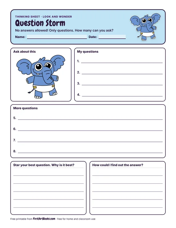 Question Storm thinking sheet