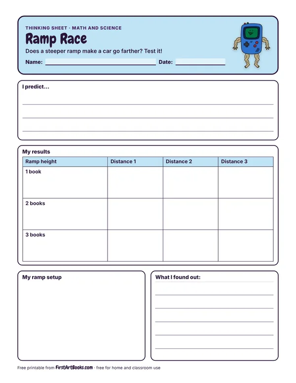 Preview of the Ramp Race thinking sheet
