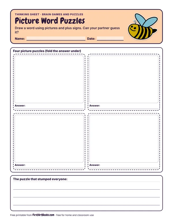 Preview of the Picture Word Puzzles thinking sheet