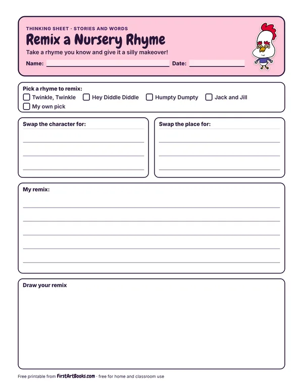 Preview of the Remix a Nursery Rhyme thinking sheet