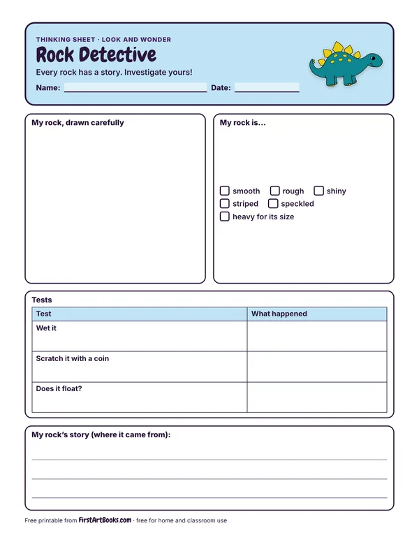 Preview of the Rock Detective thinking sheet