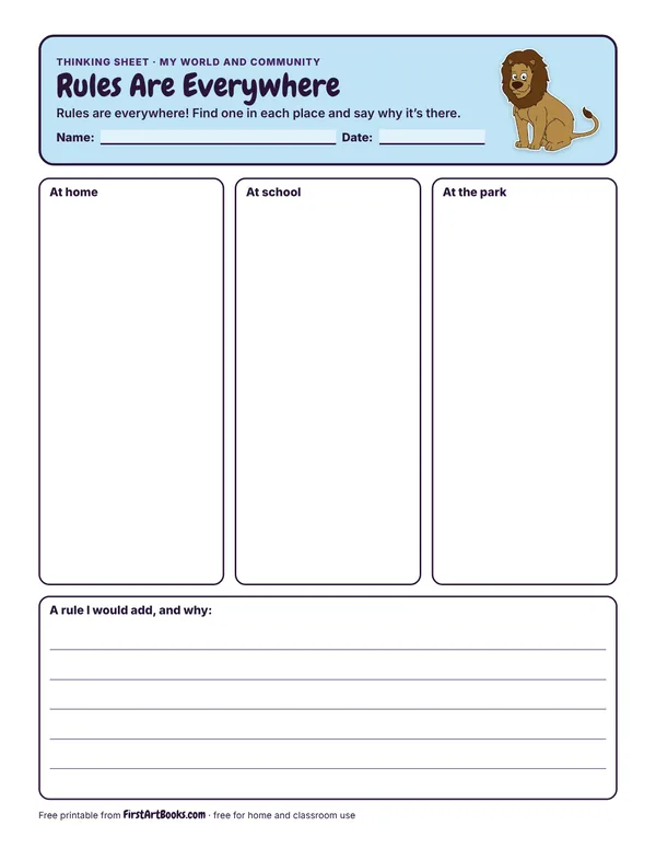 Preview of the Rules Are Everywhere thinking sheet