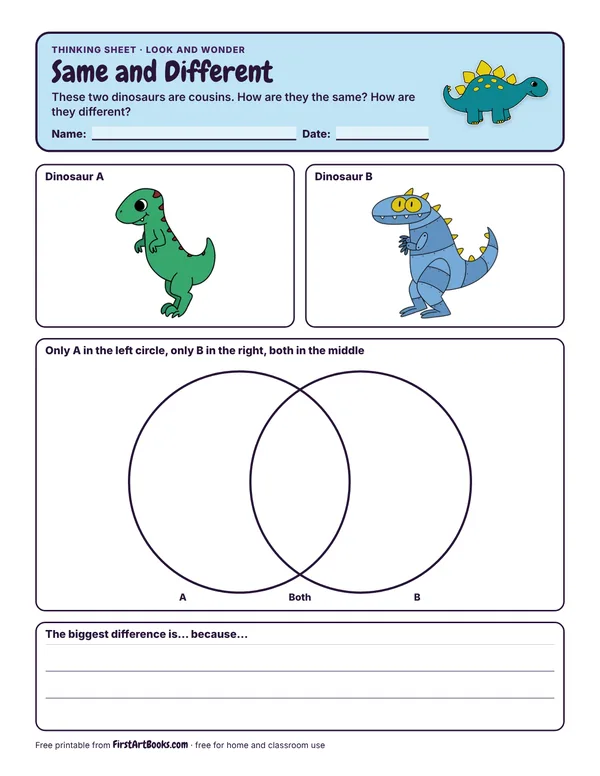 Same and Different thinking sheet