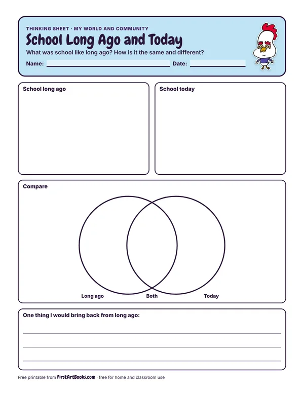 Preview of the School Long Ago and Today thinking sheet