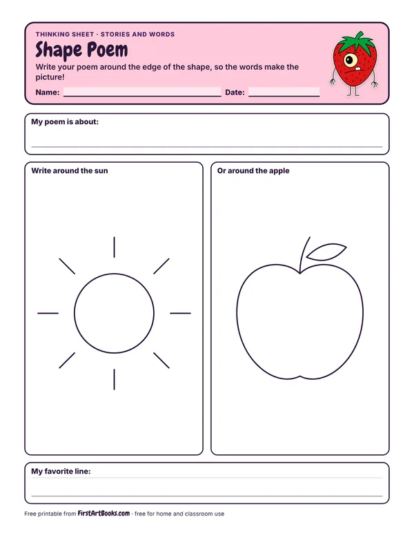 Preview of the Shape Poem thinking sheet