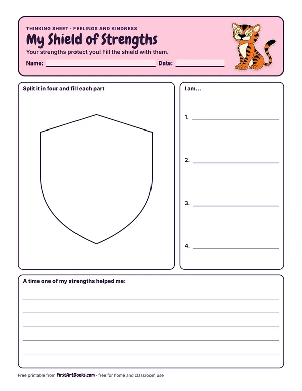 Preview of the My Shield of Strengths thinking sheet