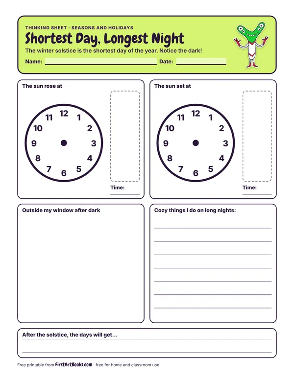Preview of the Shortest Day, Longest Night thinking sheet