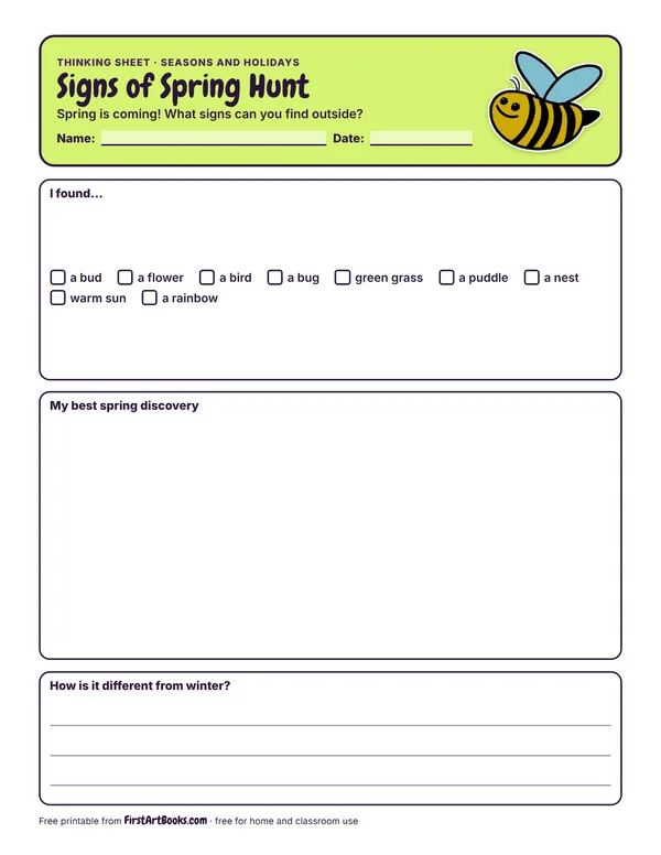 Preview of the Signs of Spring Hunt thinking sheet