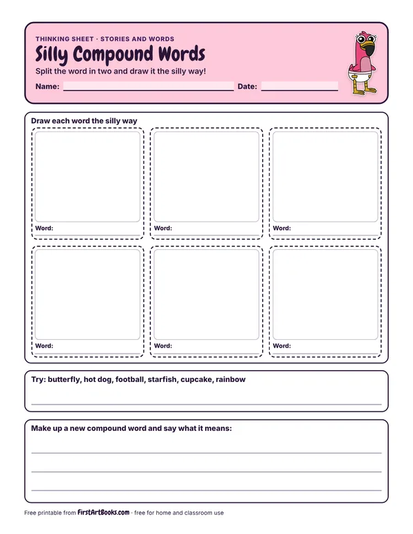 Preview of the Silly Compound Words thinking sheet