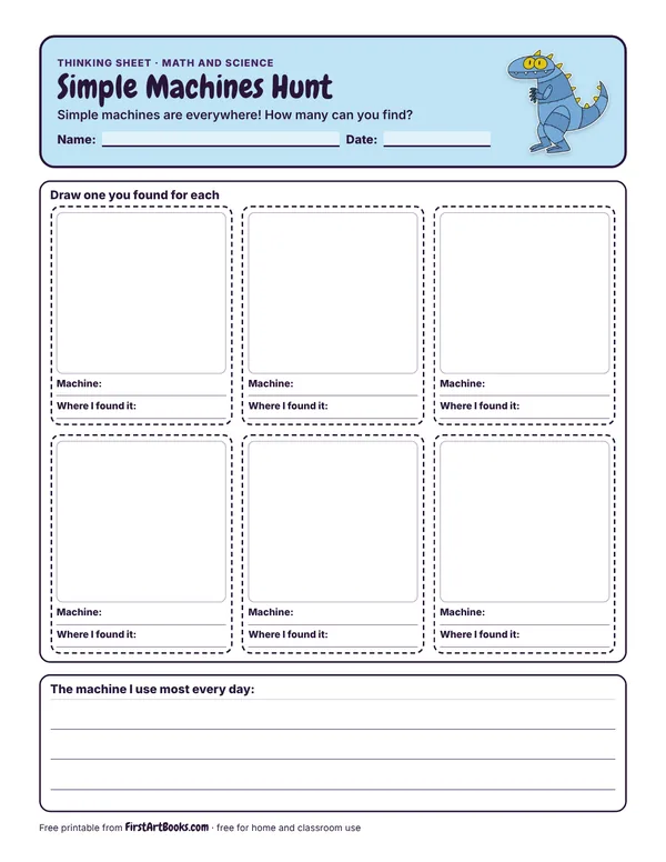 Preview of the Simple Machines Hunt thinking sheet