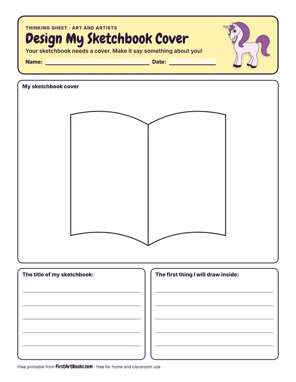 Preview of the Design My Sketchbook Cover thinking sheet
