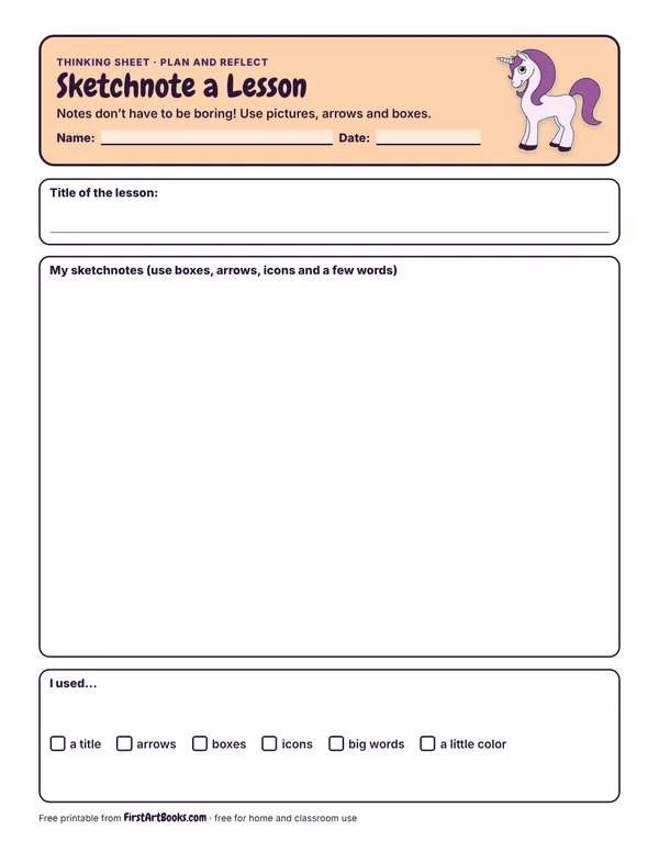 Preview of the Sketchnote a Lesson thinking sheet