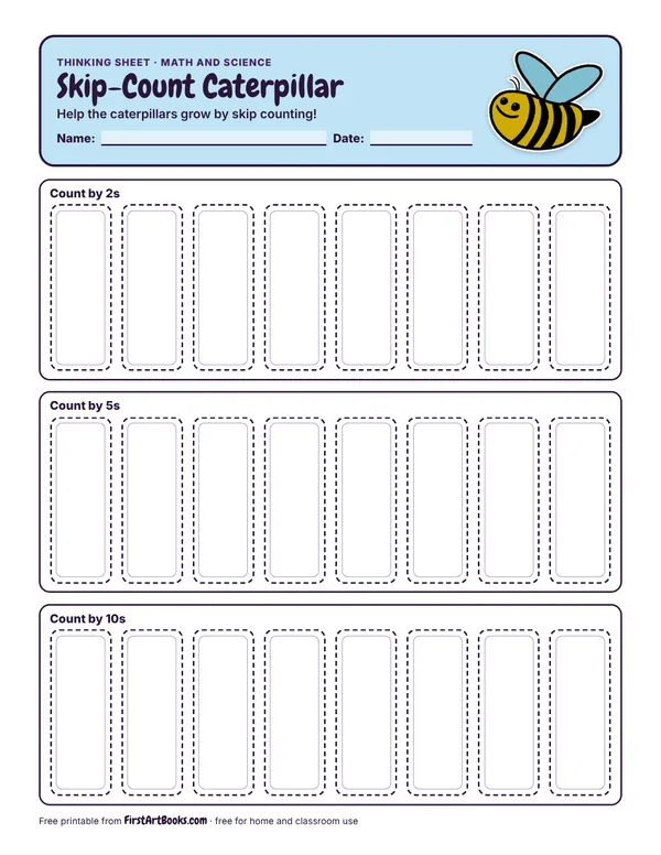 Preview of the Skip-Count Caterpillar thinking sheet