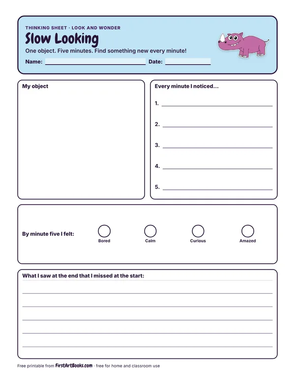 Preview of the Slow Looking thinking sheet