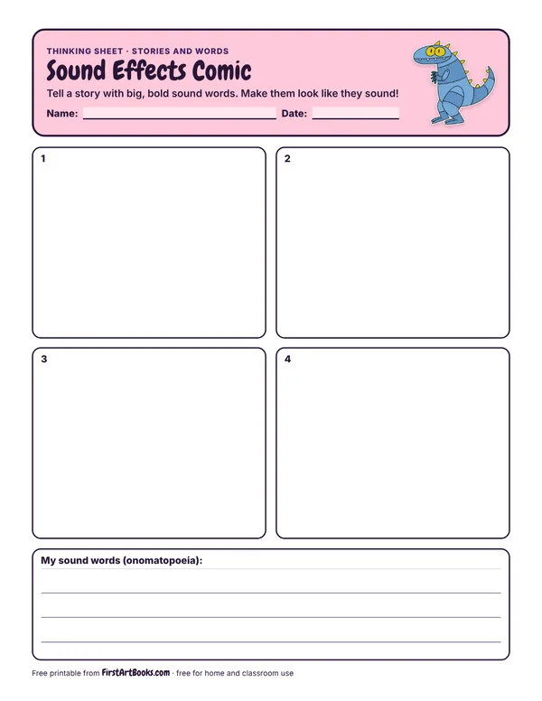 Preview of the Sound Effects Comic thinking sheet