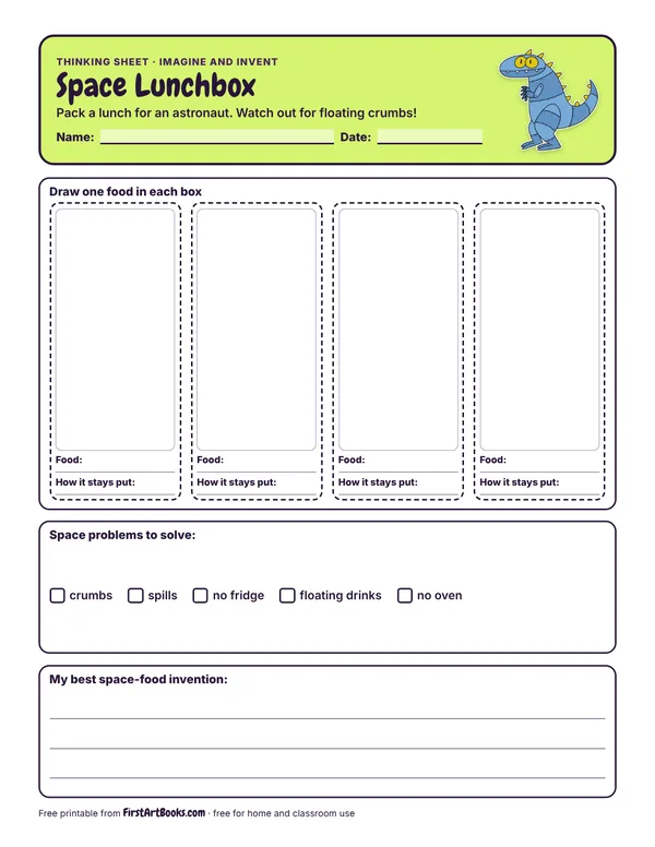 Preview of the Space Lunchbox thinking sheet