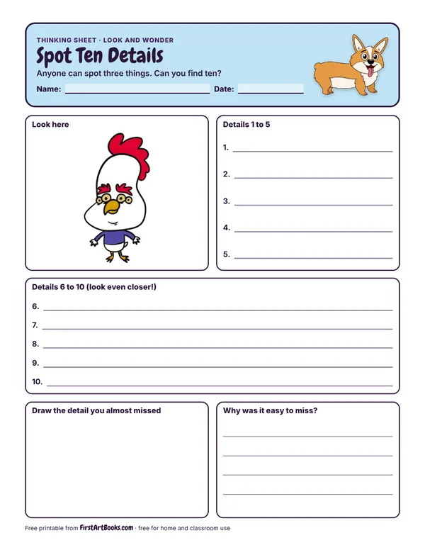Spot Ten Details thinking sheet