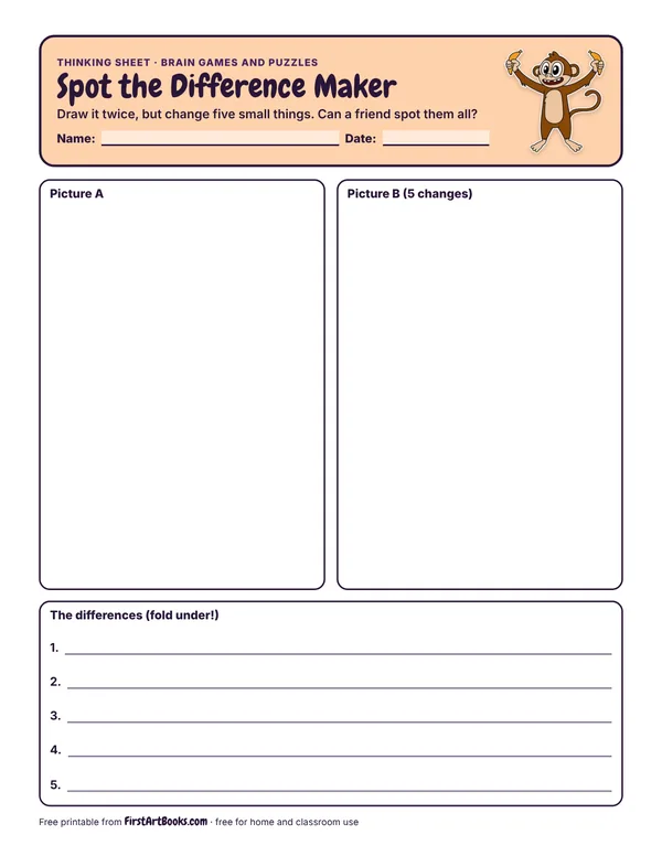Preview of the Spot the Difference Maker thinking sheet