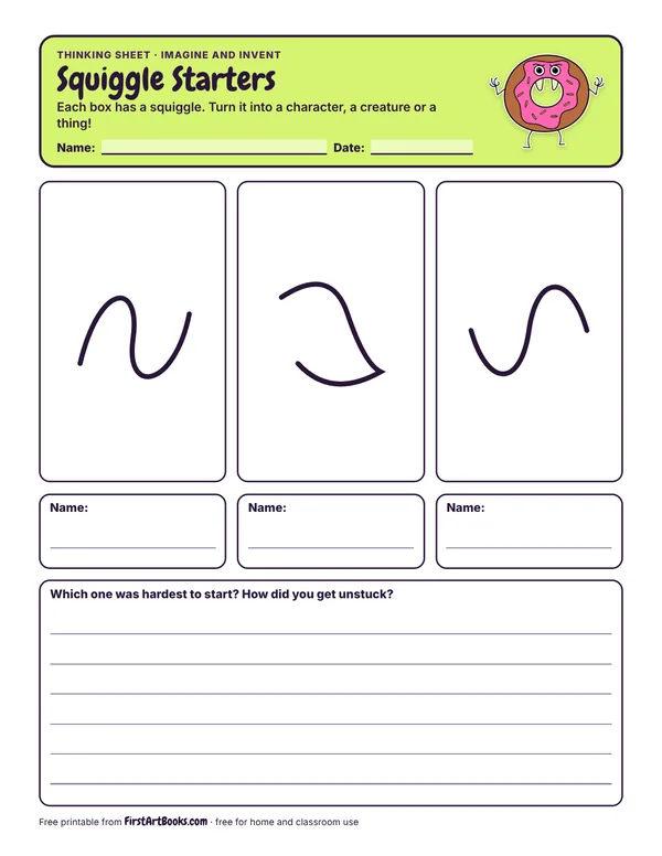 Squiggle Starters thinking sheet