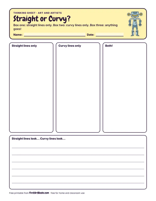 Preview of the Straight or Curvy? thinking sheet